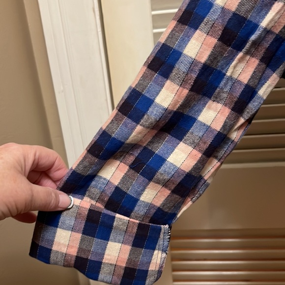 26.Madewell Plaid Flannel Tie-Front Shirt in Blue Shadow, Size Medium, NWOT - Picture 8 of 17